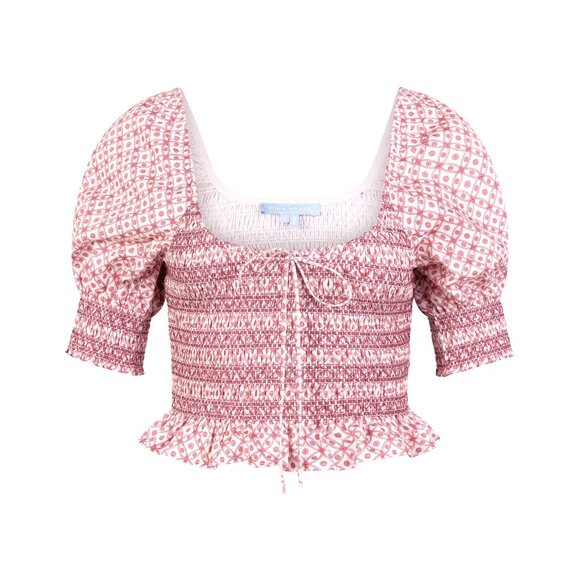 Hill House Home The Madeline Nap Top - Rose Circular Lattice Size SRose Circular - Picture 1 of 3
